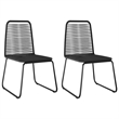 Bowery Hill PVC Rattan/Powder-Coated Steel Standard Dining Set in Black