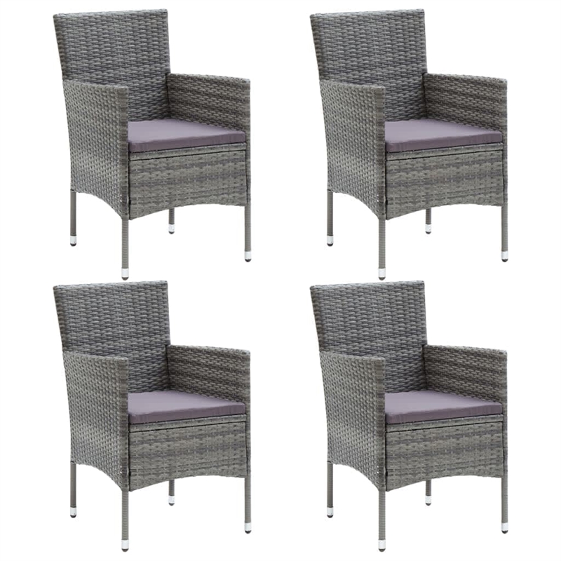 Bowery Hill Contemporary PE Rattan/Aluminum Dining Set in Gray