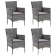 Bowery Hill Contemporary PE Rattan/Aluminum Dining Set in Gray
