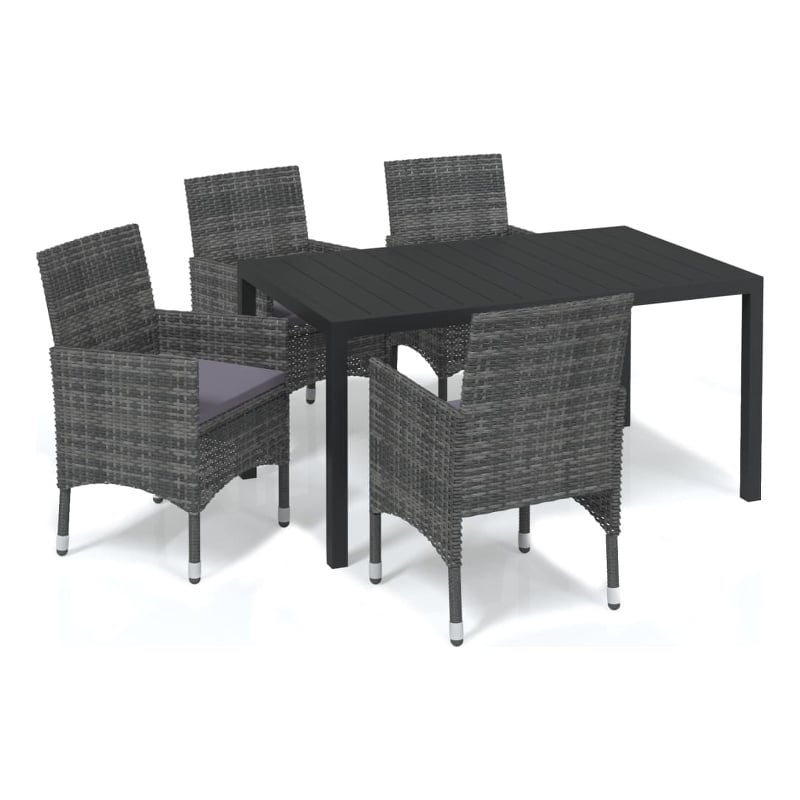 Bowery Hill Contemporary PE Rattan/Aluminum Dining Set in Gray