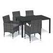 Bowery Hill Contemporary PE Rattan/Aluminum Dining Set in Gray