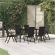 Bowery Hill Contemporary PE Rattan Durable Garden Dining Set in Black