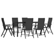 Bowery Hill Contemporary PE Rattan Durable Garden Dining Set in Black