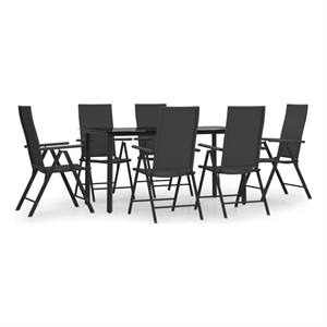 Bowery Hill Contemporary PE Rattan Durable Garden Dining Set in Black