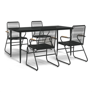 Bowery Hill Contemporary Powder-Coated Garden Dining Set in Black