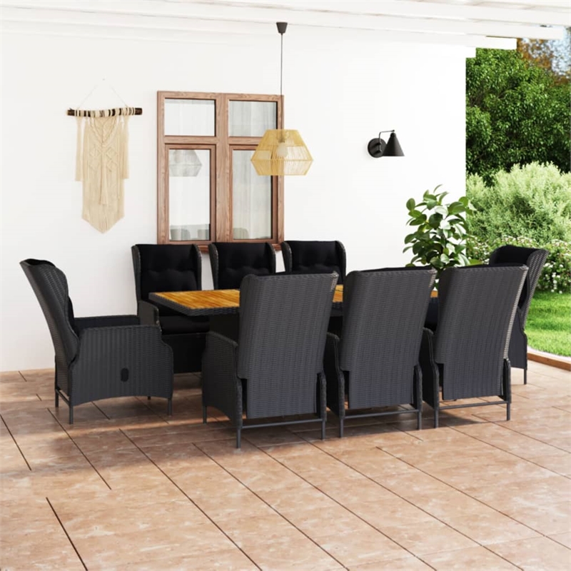 Bowery Hill Contemporary Outdoor Dining Set in Dark Gray/Black
