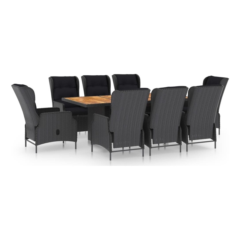 Bowery Hill Contemporary Outdoor Dining Set in Dark Gray/Black