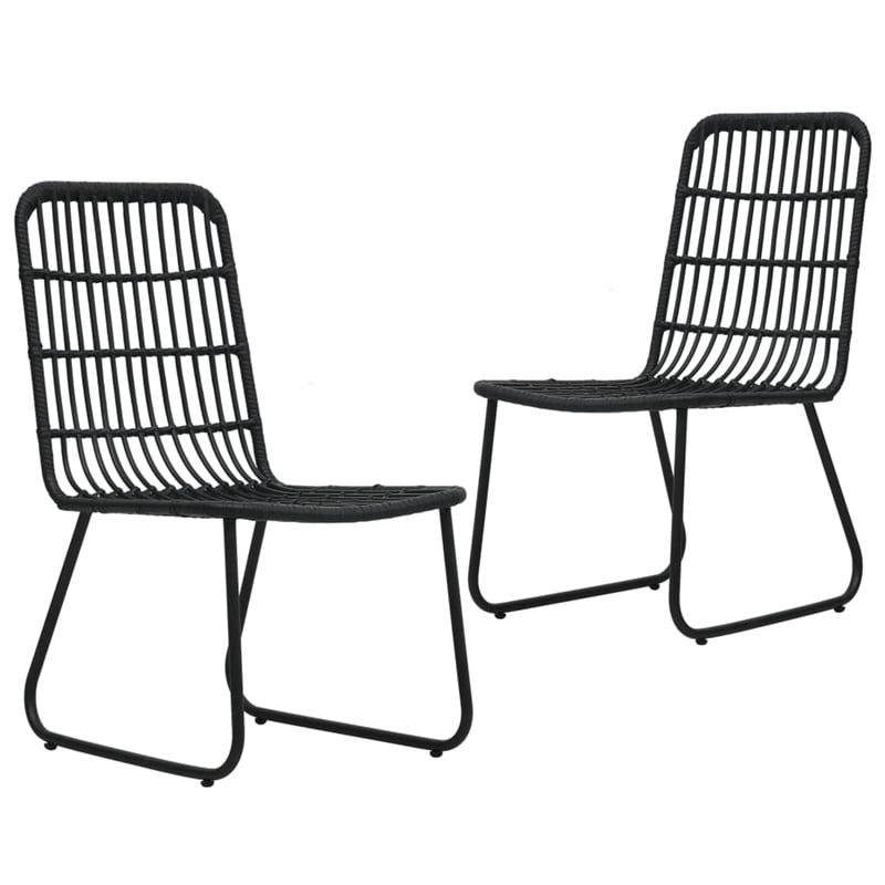 Bowery Hill Poly Rattan/Powder-Coated Steel/Tempered Glass Dining Set in Black