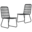Bowery Hill Poly Rattan/Powder-Coated Steel/Tempered Glass Dining Set in Black