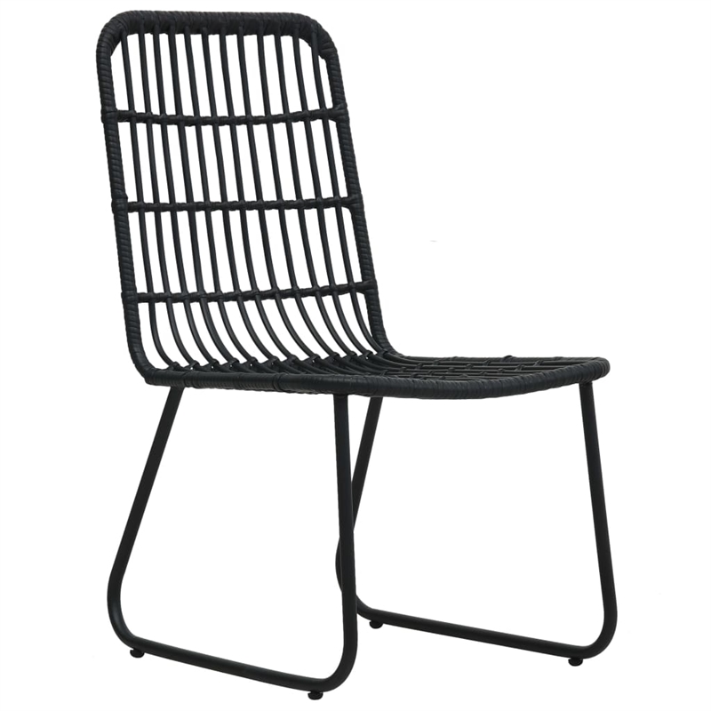 Bowery Hill Poly Rattan/Powder-Coated Steel/Tempered Glass Dining Set in Black