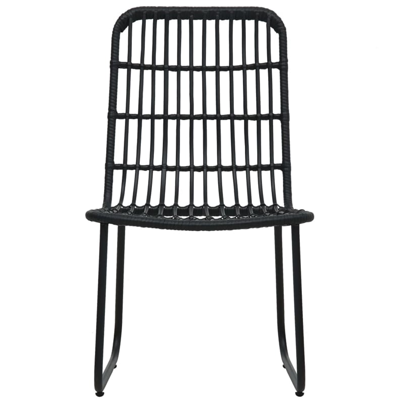 Bowery Hill Poly Rattan/Powder-Coated Steel/Tempered Glass Dining Set in Black