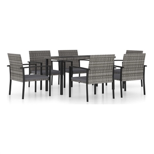 Bowery Hill Contemporary Dining Set in Gray and in Black/Gray Cushions