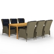Bowery Hill Contemporary Dining Set in Brown Table/Black Cushions