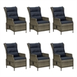 Bowery Hill Contemporary Dining Set in Brown Table/Black Cushions