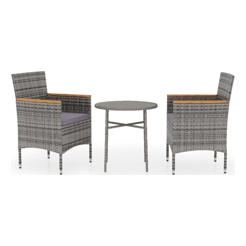 Bowery Hill Contemporary 3 Piece Garden Dining Set in Gray/Brown