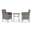 Bowery Hill Contemporary 3 Piece Garden Dining Set in Gray/Brown