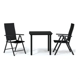 Bowery Hill Contemporary Weather-Resistant Garden Dining Set in Black