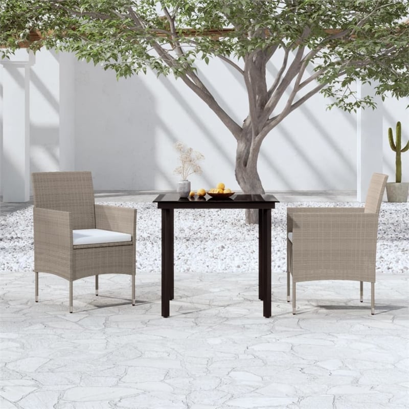 Bowery Hill Contemporary Garden Dining Set in Beige and in Black