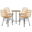 Bowery Hill Steel/Tempered Glass/Polyethylene Rattan Garden Dining Set in Black