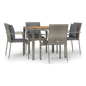Bowery Hill PE Rattan Standard Modular Garden Dining Set in Gray