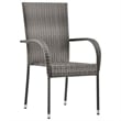 Bowery Hill Contemporary Dining Set Table in Brown/Chair in Gray