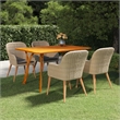Bowery Hill Contemporary Solid Acacia Wood Medium Dining Set in Brown