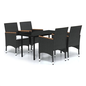 Bowery Hill Contemporary Powder-Coated Garden Dining Set in Black