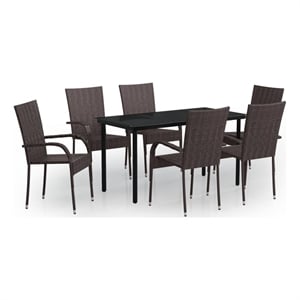 Bowery Hill Contemporary Garden Dining Set in Brown and in Black
