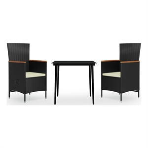 Bowery Hill Contemporary Garden Dining Set in Black and Cream White