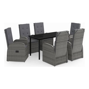 Bowery Hill Contemporary Garden Dining Set in Gray and in Black