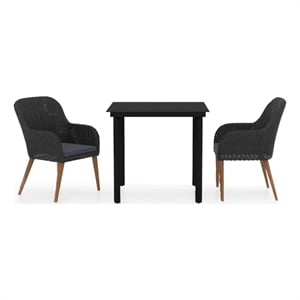 Bowery Hill Contemporary Garden Dining Set in Black/Dark Gray