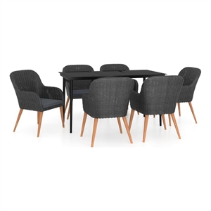 Bowery Hill Contemporary Weather-Resistant Garden Dining Set in Black