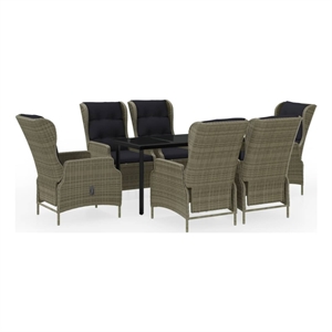 Bowery Hill Contemporary Powder-Coated Garden Dining Set in Brown/Black