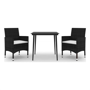 Bowery Hill Contemporary PE Rattan Durable Garden Dining Set in Black