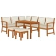 Bowery Hill Contemporary Garden Dining Set Cream White/Natural Wood