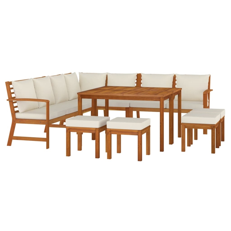 Bowery Hill Contemporary Garden Dining Set Natural Wood/Cream