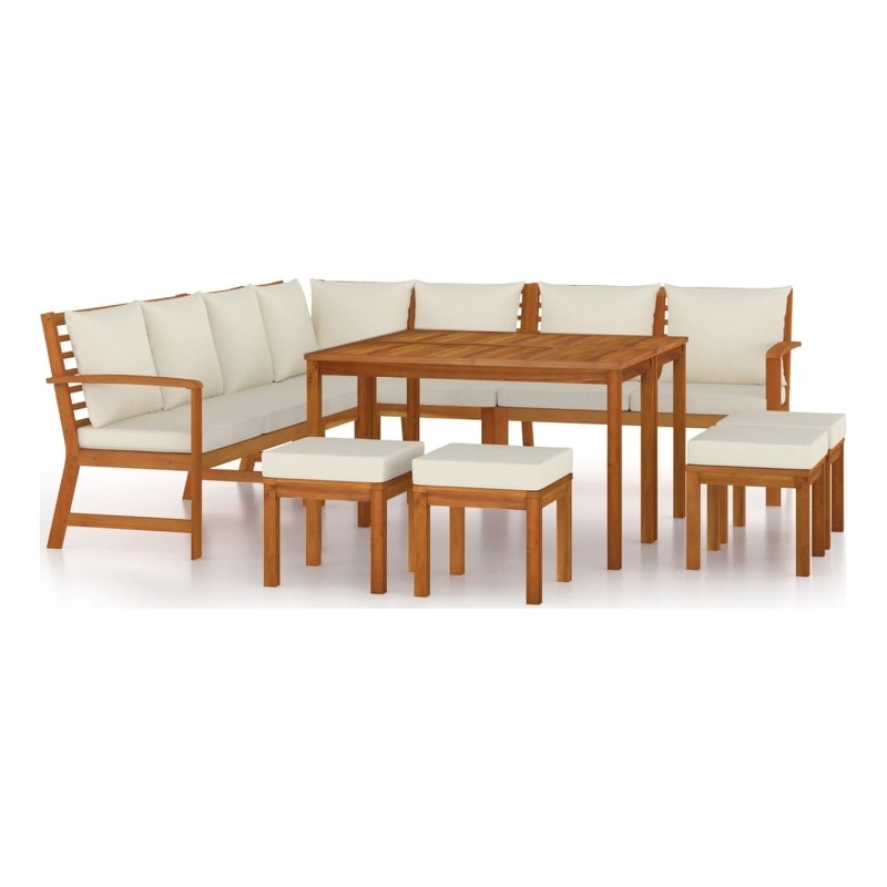 Bowery Hill Contemporary Garden Dining Set Natural Wood/Cream
