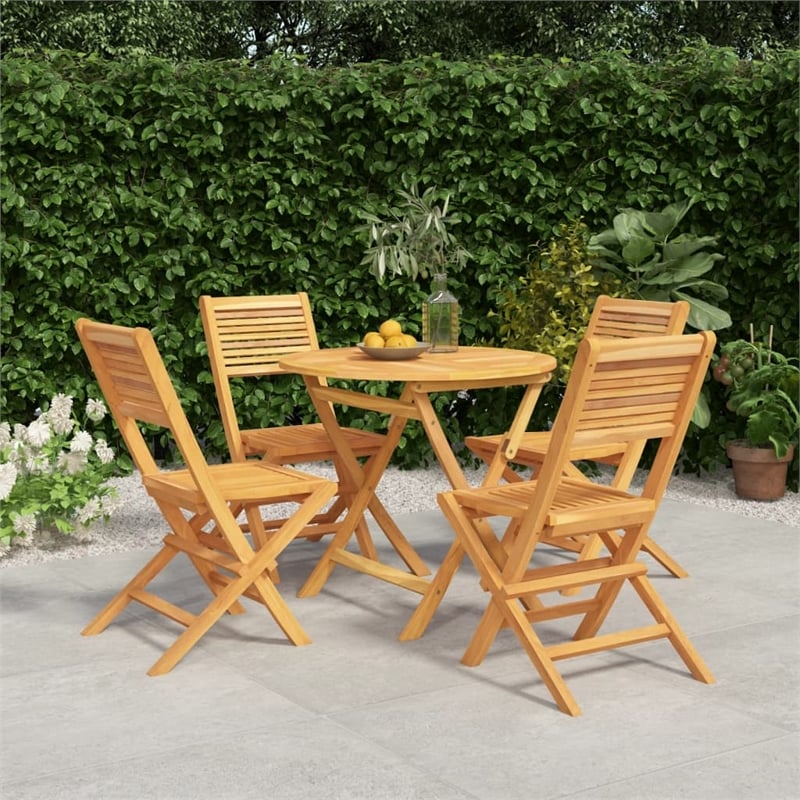 Bowery Hill Teak Wood Medium Foldable Garden Dining Set in Natural