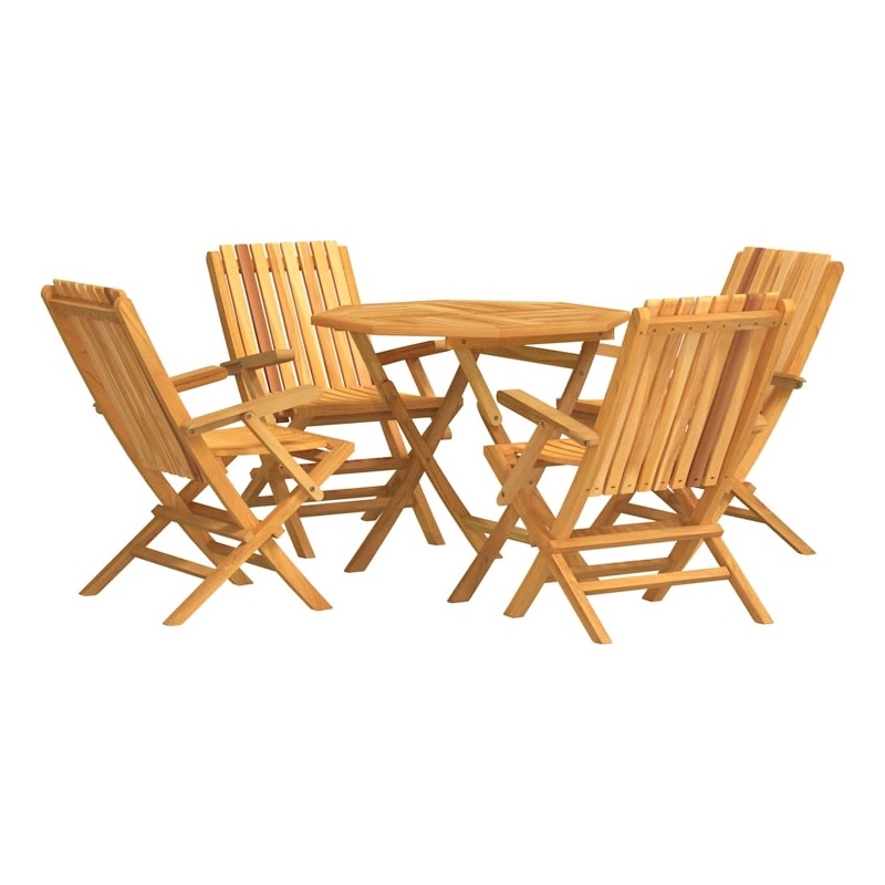 Bowery Hill Solid Teak Wood Medium Garden Dining Set in Natural