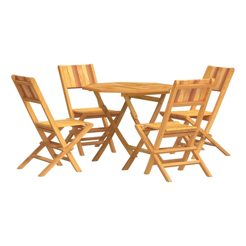 Bowery Hill Solid Teak Wood Medium Foldable Garden Dining Set in Natural