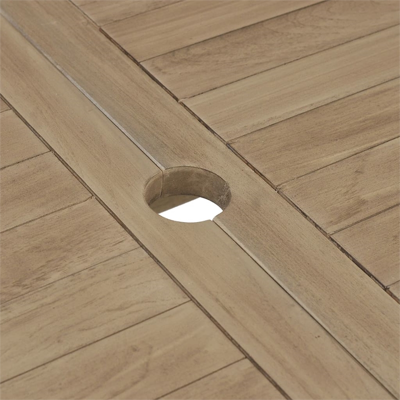 Bowery Hill Solid Teak Wood Medium Foldable Garden Dining Set in Gray