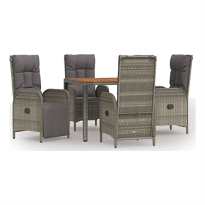 Bowery Hill Contemporary Garden Dining Set in Gray/Dark Gray