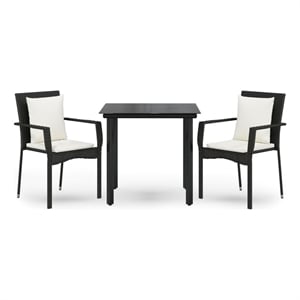 Bowery Hill Contemporary Garden Dining Set in Black/Cream White