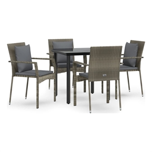Bowery Hill PE Rattan Modular Garden Dining Set in Black and in Gray