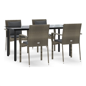 Bowery Hill Contemporary Garden Dining Set in Black and in Gray