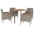 Bowery Hill Contemporary Patio Dining Set in Gray - Set of 4