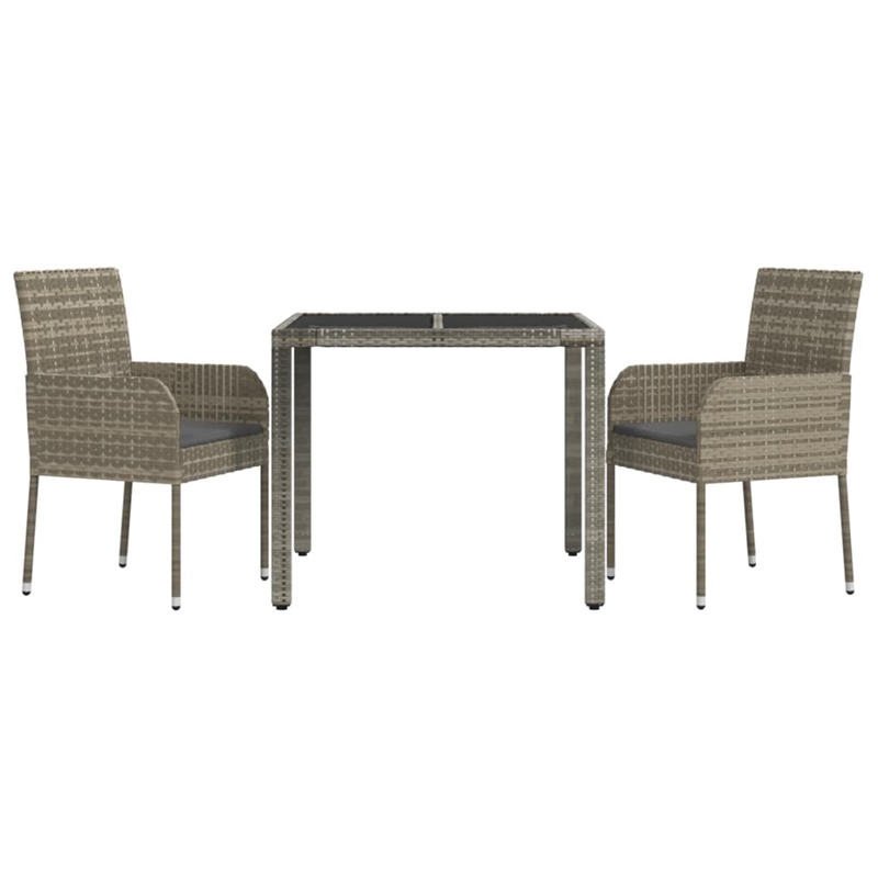 Bowery Hill Contemporary Weather-Resistant 3 Piece Garden Dining Set in Gray