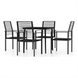 Bowery Hill Powder-Coated Steel/Glass/PVC Hollow Rattan Dining Set in Black