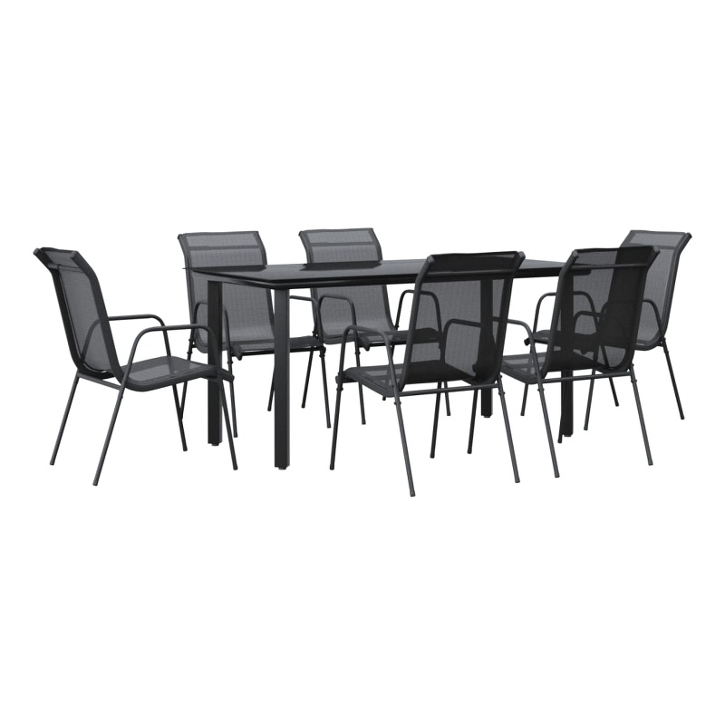 Bowery Hill 7 Piece Steel Garden Dining Set in Black/Anthracite