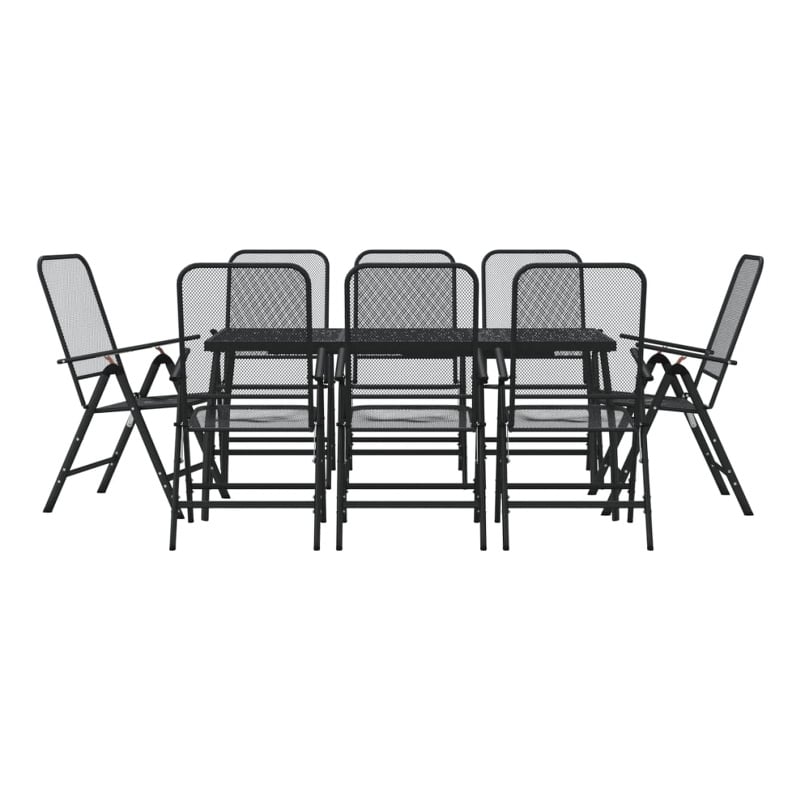 Bowery Hill Contemporary 9 Piece Garden Dining Set in Anthracite
